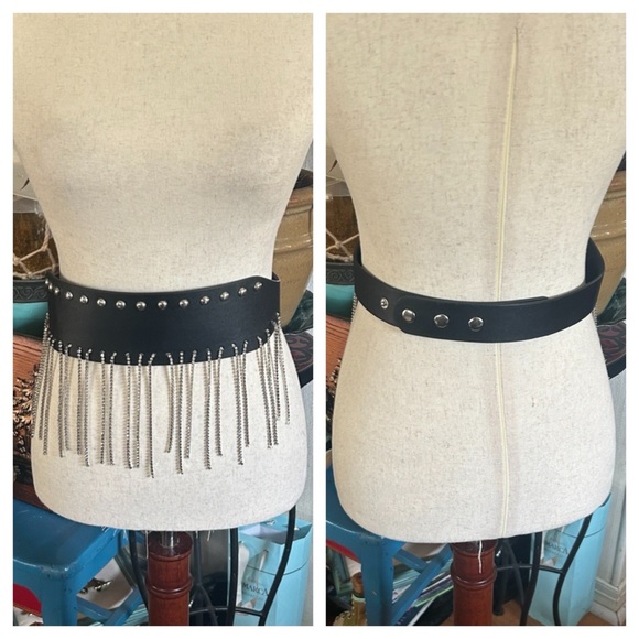 DOLLS KILL Black Studded Fringe Belt - Picture 3 of 8